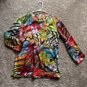 Multiples Vibrant Scribble Long Sleeve Tee